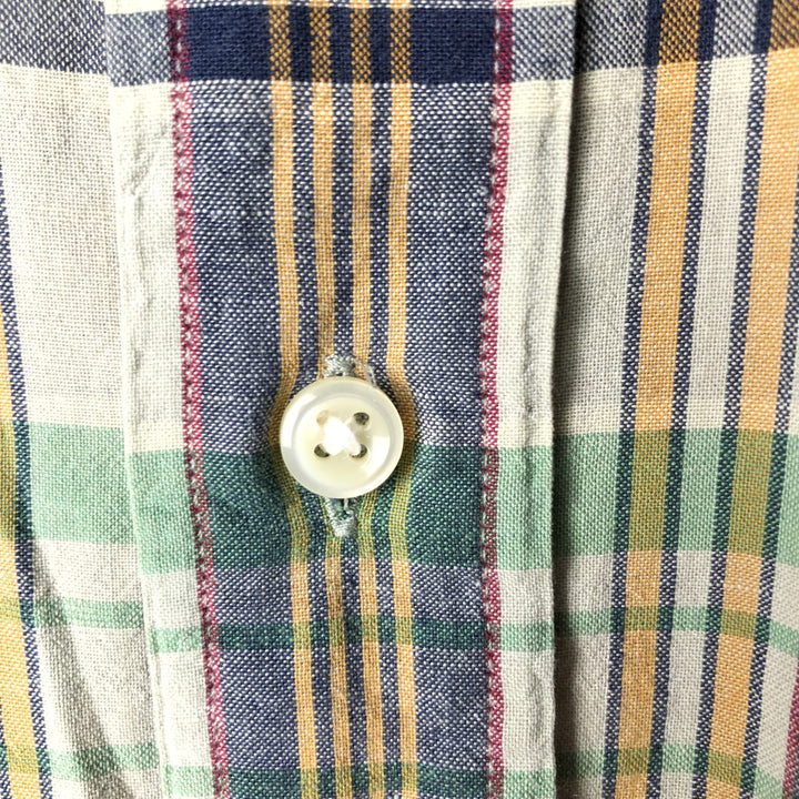 Ralph Lauren BLAKE long sleeve button down check shirt, men's size M cotton green type yellow green Vintage Second Hand