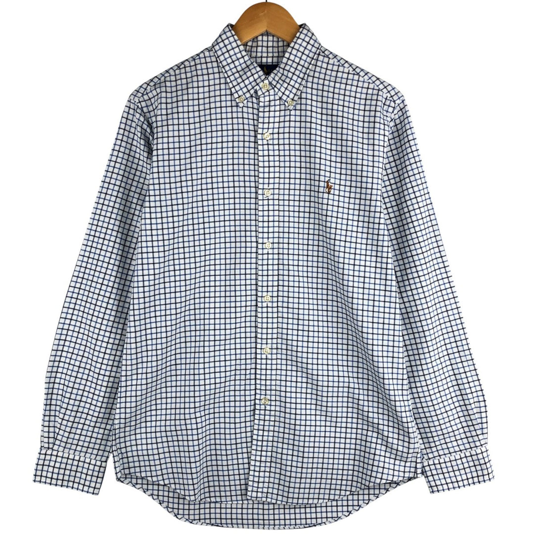 Ralph Lauren CUSTOM FIT long sleeve button down check shirt men's size M cotton white type Vintage Second Hand