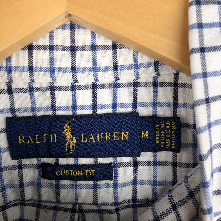 Ralph Lauren CUSTOM FIT long sleeve button down check shirt men's size M cotton white type Vintage Second Hand
