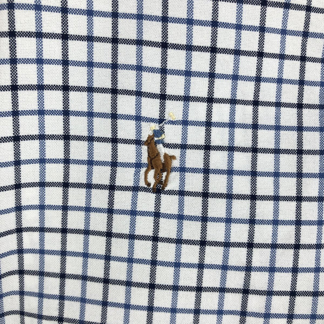 Ralph Lauren CUSTOM FIT long sleeve button down check shirt men's size M cotton white type Vintage Second Hand