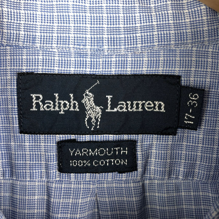 Ralph Lauren YARMOUTH Long Sleeve Button Down Check Shirt Men's XL cotton Blue type light blue Vintage Second Hand