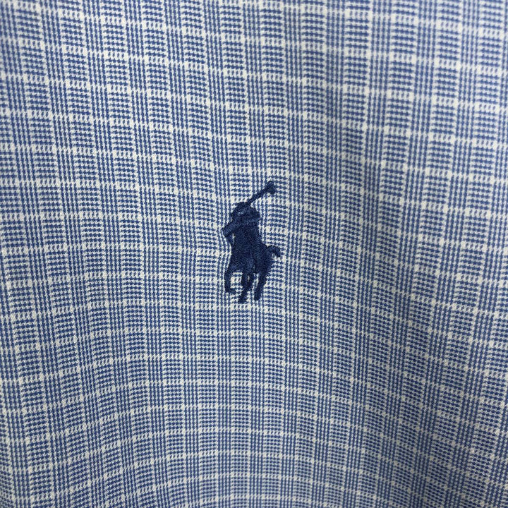 Ralph Lauren YARMOUTH Long Sleeve Button Down Check Shirt Men's XL cotton Blue type light blue Vintage Second Hand