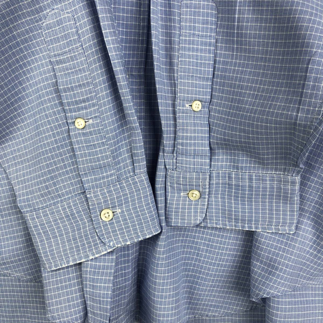 Ralph Lauren YARMOUTH Long Sleeve Button Down Check Shirt Men's XL cotton Blue type light blue Vintage Second Hand