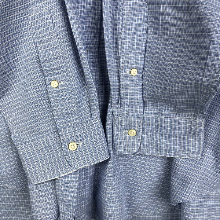 Ralph Lauren YARMOUTH Long Sleeve Button Down Check Shirt Men's XL cotton Blue type light blue Vintage Second Hand