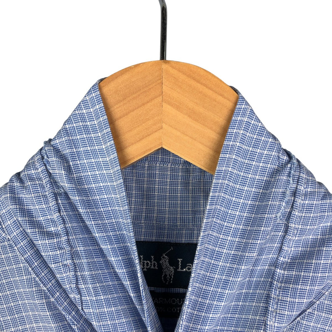 Ralph Lauren YARMOUTH Long Sleeve Button Down Check Shirt Men's XL cotton Blue type light blue Vintage Second Hand