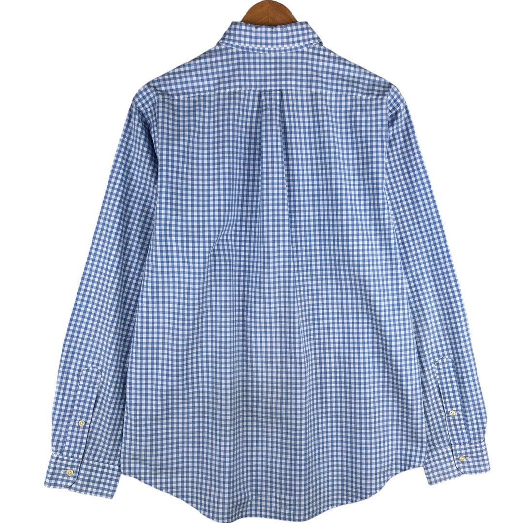 Ralph Lauren Gingham Check Long Sleeve Button-Down Check Shirt, Men's Size L cotton Blue type light blue Vintage Second Hand