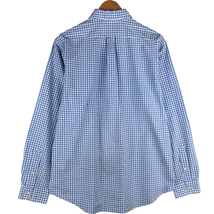 Ralph Lauren Gingham Check Long Sleeve Button-Down Check Shirt, Men's Size L cotton Blue type light blue Vintage Second Hand