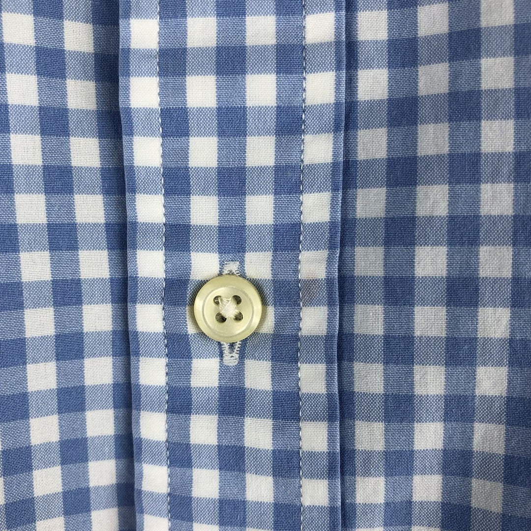 Ralph Lauren Gingham Check Long Sleeve Button-Down Check Shirt, Men's Size L cotton Blue type light blue Vintage Second Hand