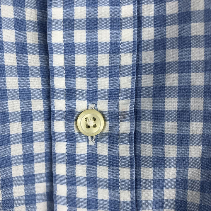 Ralph Lauren Gingham Check Long Sleeve Button-Down Check Shirt, Men's Size L cotton Blue type light blue Vintage Second Hand