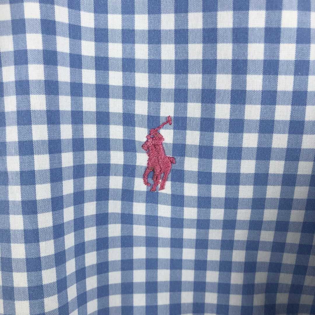 Ralph Lauren Gingham Check Long Sleeve Button-Down Check Shirt, Men's Size L cotton Blue type light blue Vintage Second Hand