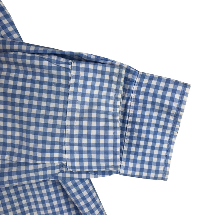 Ralph Lauren Gingham Check Long Sleeve Button-Down Check Shirt, Men's Size L cotton Blue type light blue Vintage Second Hand