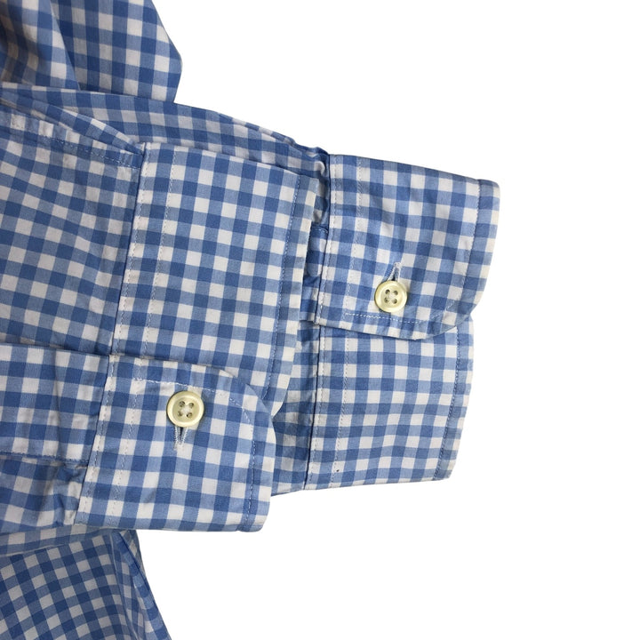 Ralph Lauren Gingham Check Long Sleeve Button-Down Check Shirt, Men's Size L cotton Blue type light blue Vintage Second Hand
