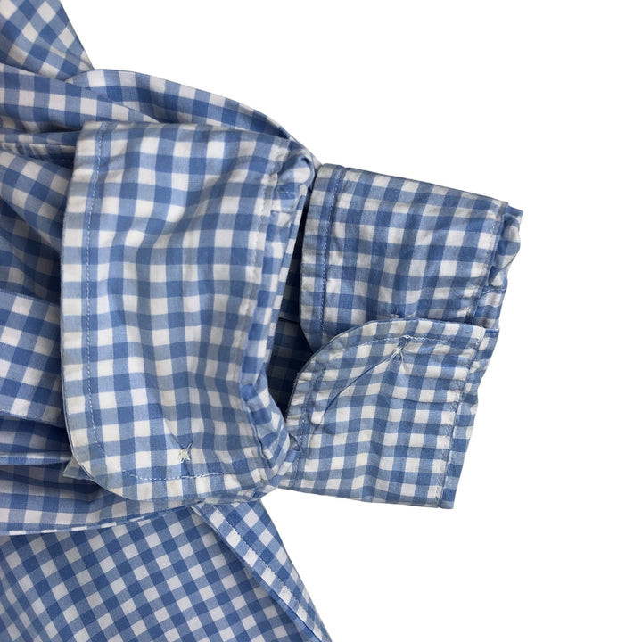 Ralph Lauren Gingham Check Long Sleeve Button-Down Check Shirt, Men's Size L cotton Blue type light blue Vintage Second Hand