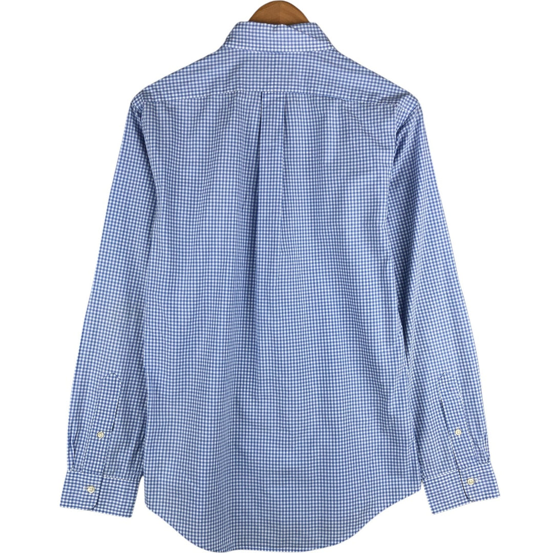 Ralph Lauren Gingham Check Long Sleeve Button-Down Check Shirt, Men's M Size cotton Blue type light blue Vintage Second Hand