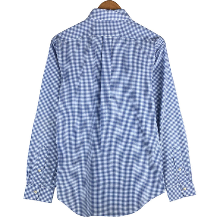 Ralph Lauren Gingham Check Long Sleeve Button-Down Check Shirt, Men's M Size cotton Blue type light blue Vintage Second Hand