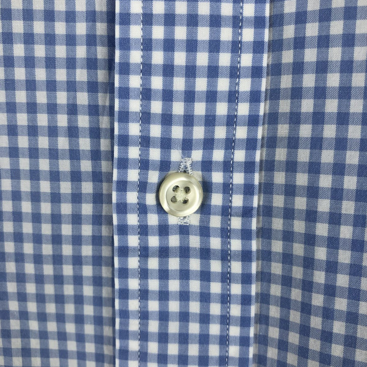 Ralph Lauren Gingham Check Long Sleeve Button-Down Check Shirt, Men's M Size cotton Blue type light blue Vintage Second Hand