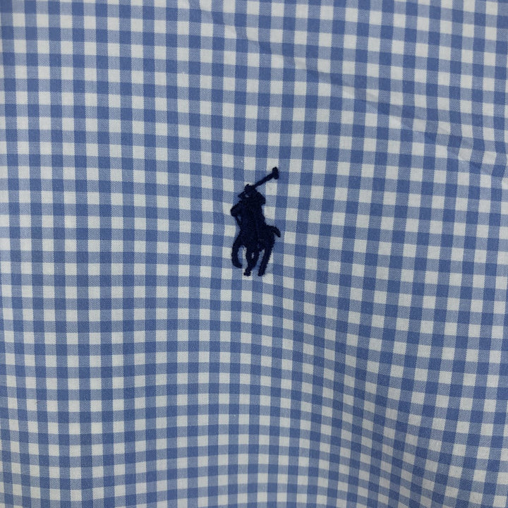 Ralph Lauren Gingham Check Long Sleeve Button-Down Check Shirt, Men's M Size cotton Blue type light blue Vintage Second Hand