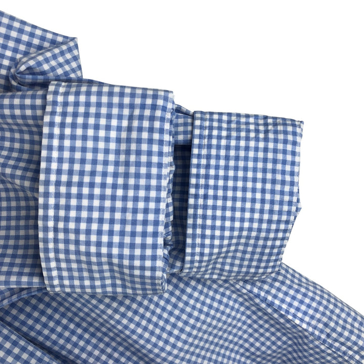 Ralph Lauren Gingham Check Long Sleeve Button-Down Check Shirt, Men's M Size cotton Blue type light blue Vintage Second Hand