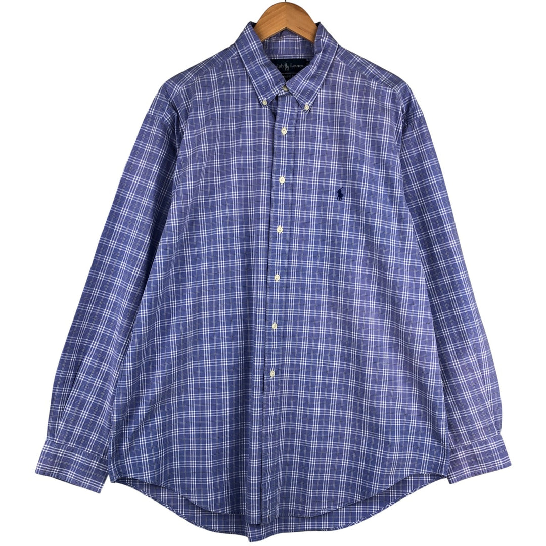 Ralph Lauren Classic Fit Long Sleeve Button Down Check Shirt Men's XL cotton Blue type light blue Vintage Second Hand