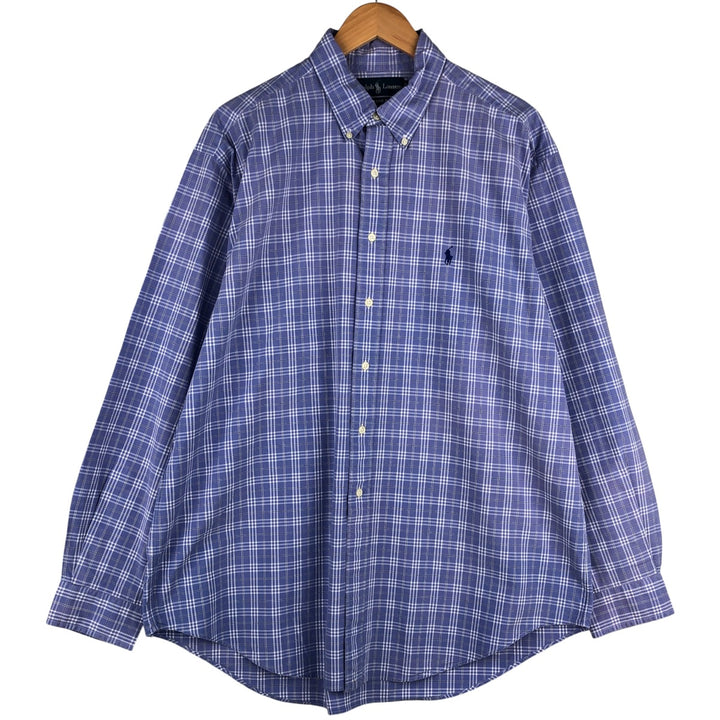 Ralph Lauren Classic Fit Long Sleeve Button Down Check Shirt Men's XL cotton Blue type light blue Vintage Second Hand
