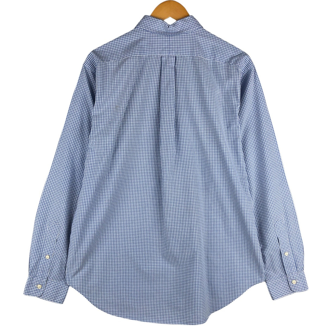 Ralph Lauren Classic Fit Gingham Check Long Sleeve Button-Down Check Shirt, Men's Size L cotton Blue type light blue Vintage Second Hand