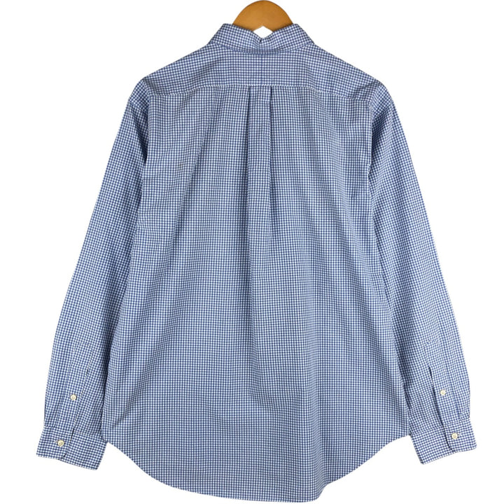 Ralph Lauren Classic Fit Gingham Check Long Sleeve Button-Down Check Shirt, Men's Size L cotton Blue type light blue Vintage Second Hand