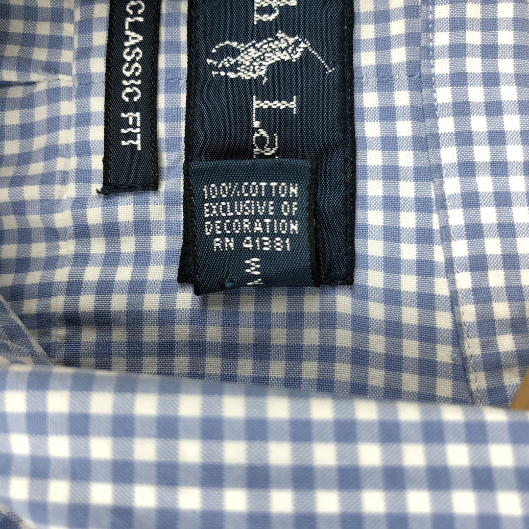 Ralph Lauren Classic Fit Gingham Check Long Sleeve Button-Down Check Shirt, Men's Size L cotton Blue type light blue Vintage Second Hand