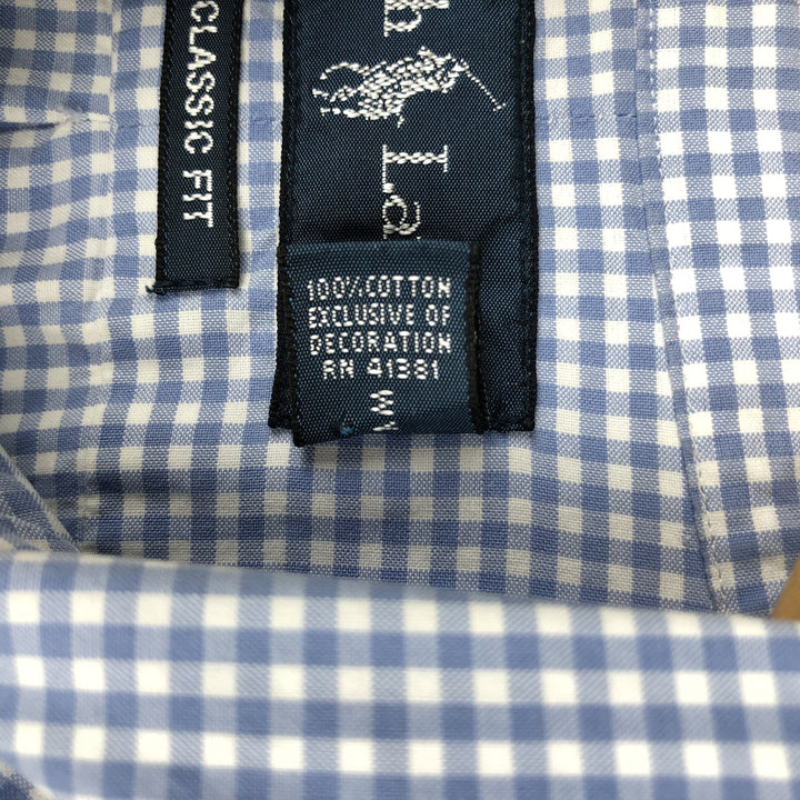Ralph Lauren Classic Fit Gingham Check Long Sleeve Button-Down Check Shirt, Men's Size L cotton Blue type light blue Vintage Second Hand