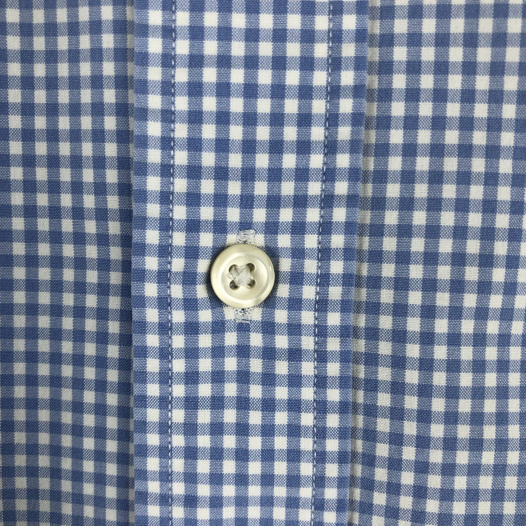 Ralph Lauren Classic Fit Gingham Check Long Sleeve Button-Down Check Shirt, Men's Size L cotton Blue type light blue Vintage Second Hand