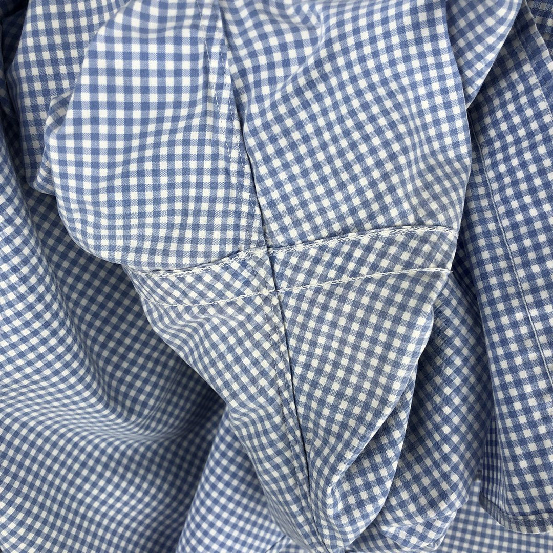 Ralph Lauren Classic Fit Gingham Check Long Sleeve Button-Down Check Shirt, Men's Size L cotton Blue type light blue Vintage Second Hand