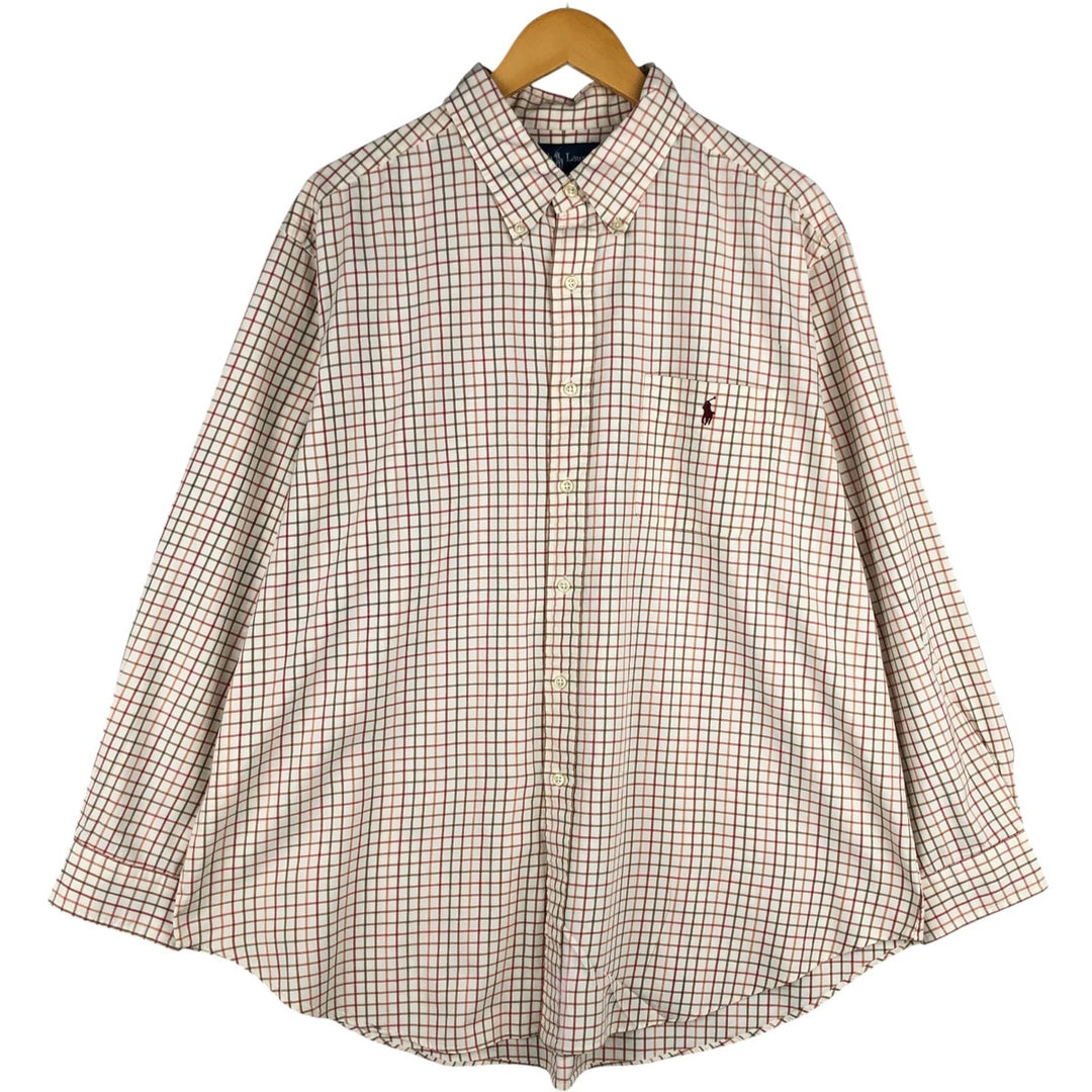 Ralph Lauren Classic Fit Long Sleeve Button Down Check Shirt Men's XL cotton white type Vintage Second Hand
