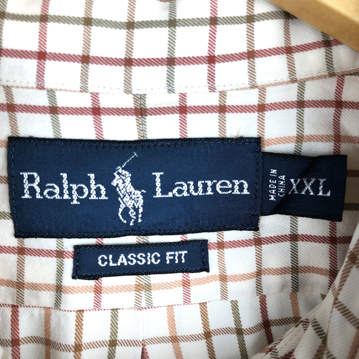 Ralph Lauren Classic Fit Long Sleeve Button Down Check Shirt Men's XL cotton white type Vintage Second Hand