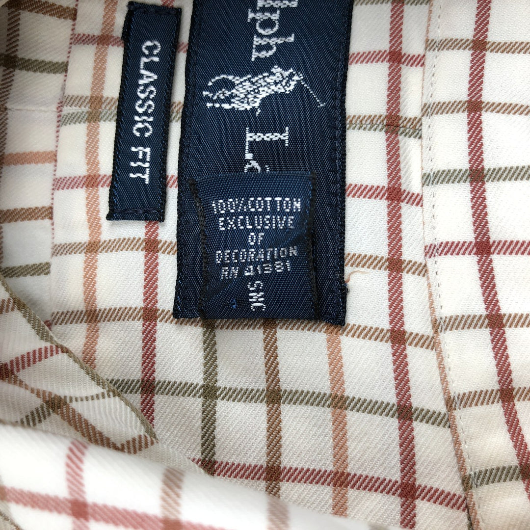 Ralph Lauren Classic Fit Long Sleeve Button Down Check Shirt Men's XL cotton white type Vintage Second Hand