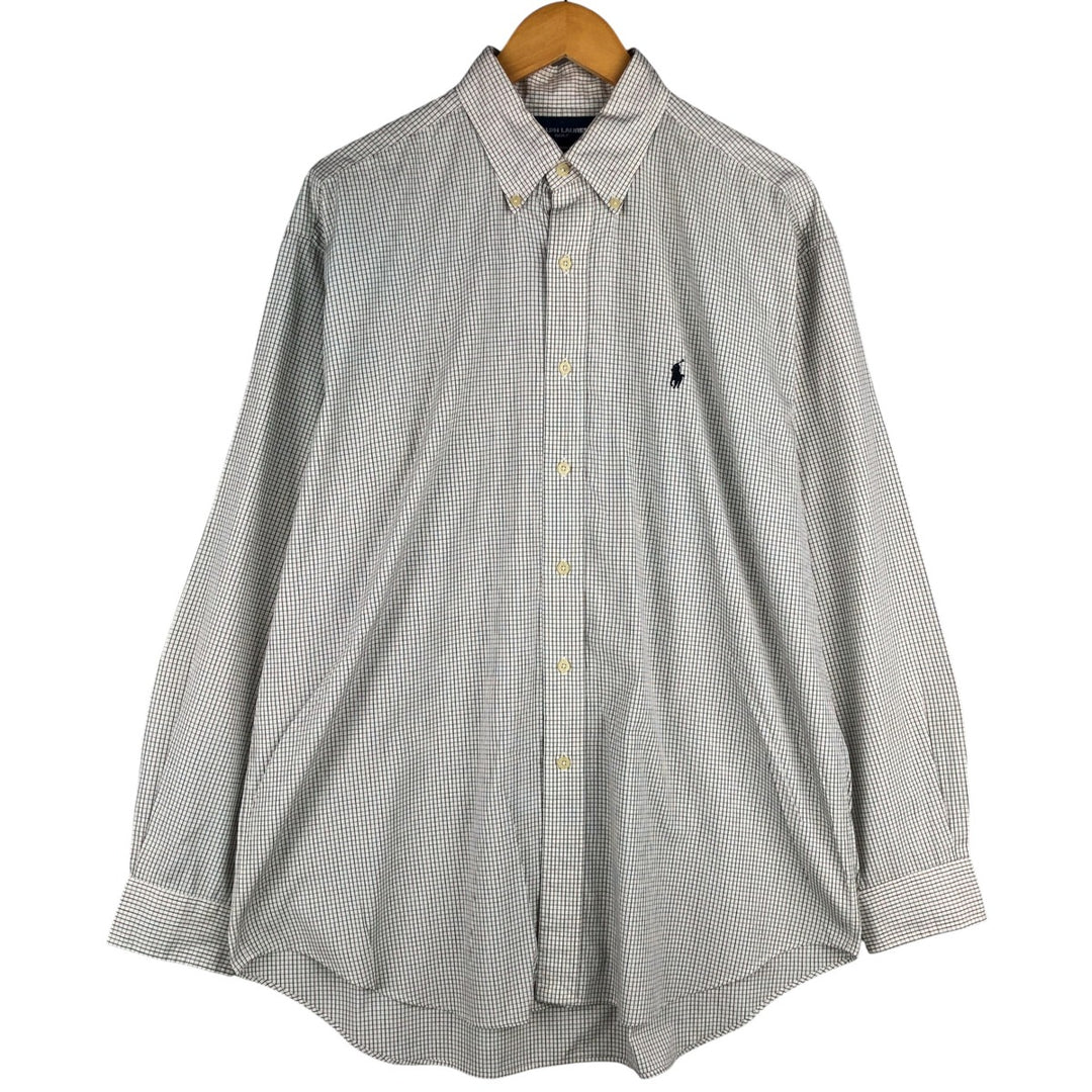 Ralph Lauren RALPH LAUREN GOLF TILDEN Long Sleeve Button Down Check Shirt Men's XL cotton white type Vintage Second Hand
