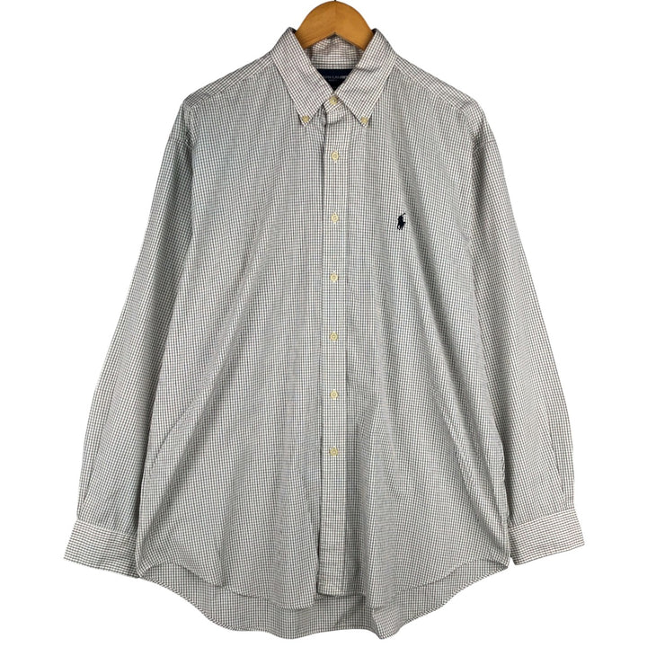 Ralph Lauren RALPH LAUREN GOLF TILDEN Long Sleeve Button Down Check Shirt Men's XL cotton white type Vintage Second Hand