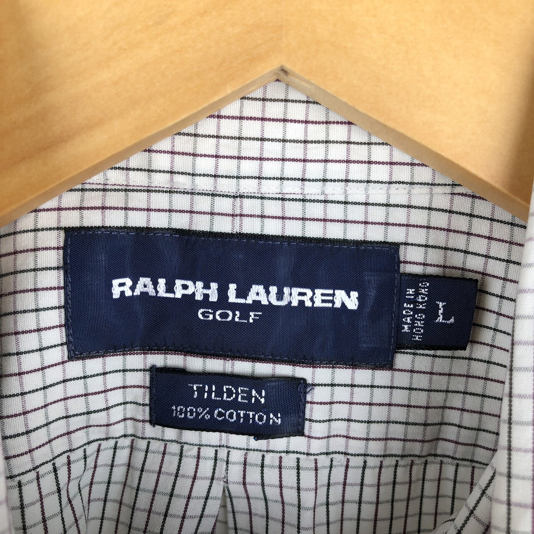 Ralph Lauren RALPH LAUREN GOLF TILDEN Long Sleeve Button Down Check Shirt Men's XL cotton white type Vintage Second Hand