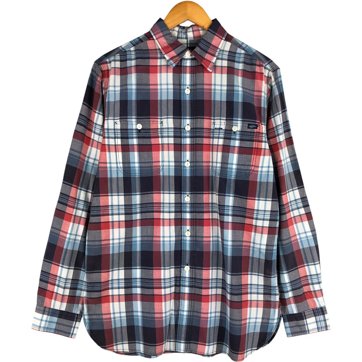 Ralph Lauren POLO RALPH LAUREN long-sleeved button-down check shirt, men's size M cotton navy blue type Vintage Second Hand