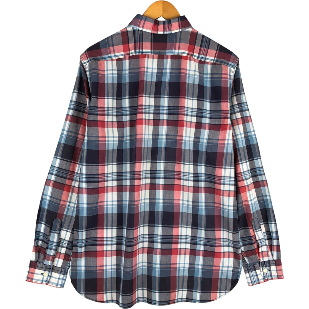 Ralph Lauren POLO RALPH LAUREN long-sleeved button-down check shirt, men's size M cotton navy blue type Vintage Second Hand