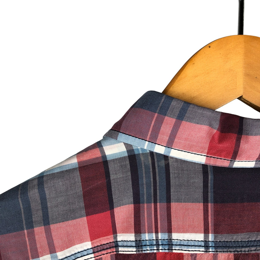 Ralph Lauren POLO RALPH LAUREN long-sleeved button-down check shirt, men's size M cotton navy blue type Vintage Second Hand