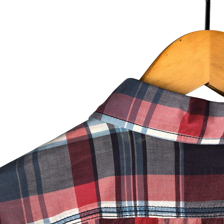 Ralph Lauren POLO RALPH LAUREN long-sleeved button-down check shirt, men's size M cotton navy blue type Vintage Second Hand