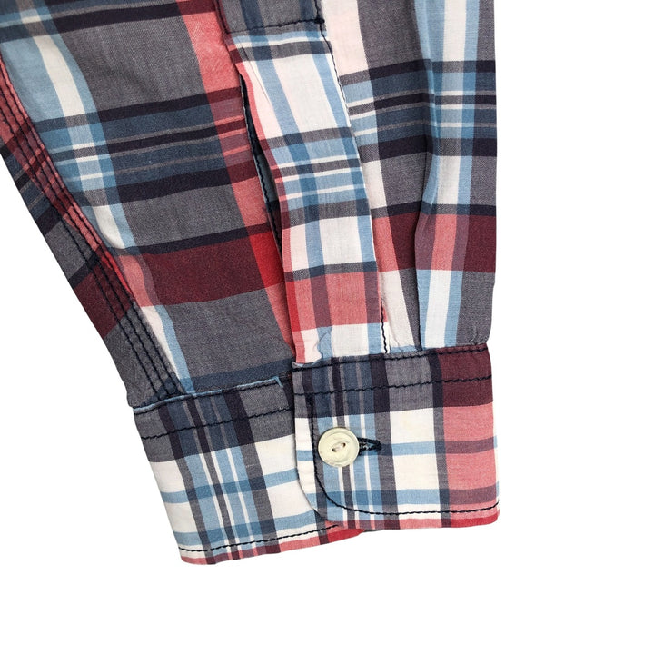 Ralph Lauren POLO RALPH LAUREN long-sleeved button-down check shirt, men's size M cotton navy blue type Vintage Second Hand