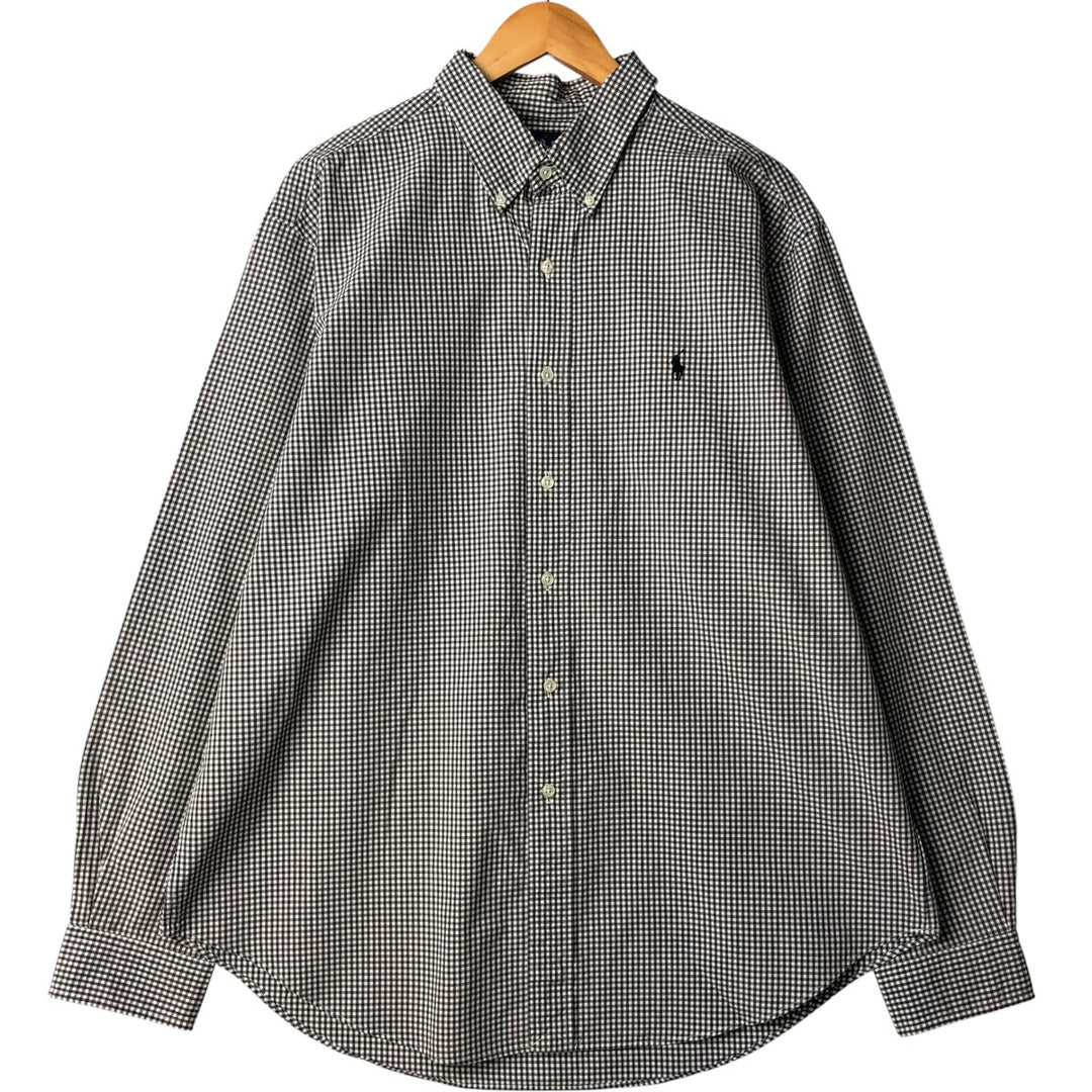 Ralph Lauren Classic Fit Gingham Check Long Sleeve Button-Down Check Shirt, Men's XL cotton brown type Vintage Second Hand