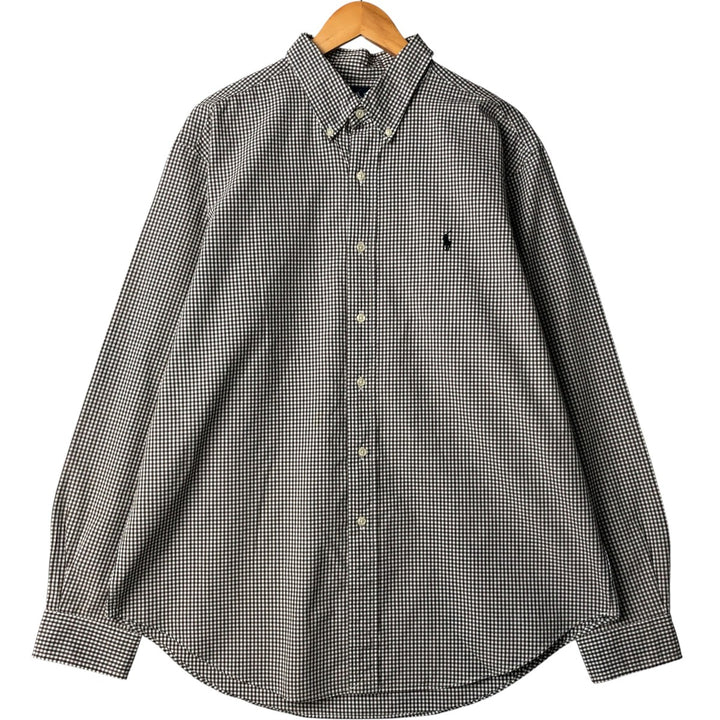 Ralph Lauren Classic Fit Gingham Check Long Sleeve Button-Down Check Shirt, Men's XL cotton brown type Vintage Second Hand