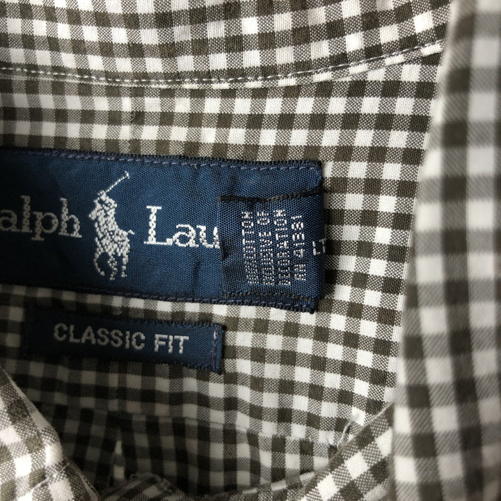 Ralph Lauren Classic Fit Gingham Check Long Sleeve Button-Down Check Shirt, Men's XL cotton brown type Vintage Second Hand