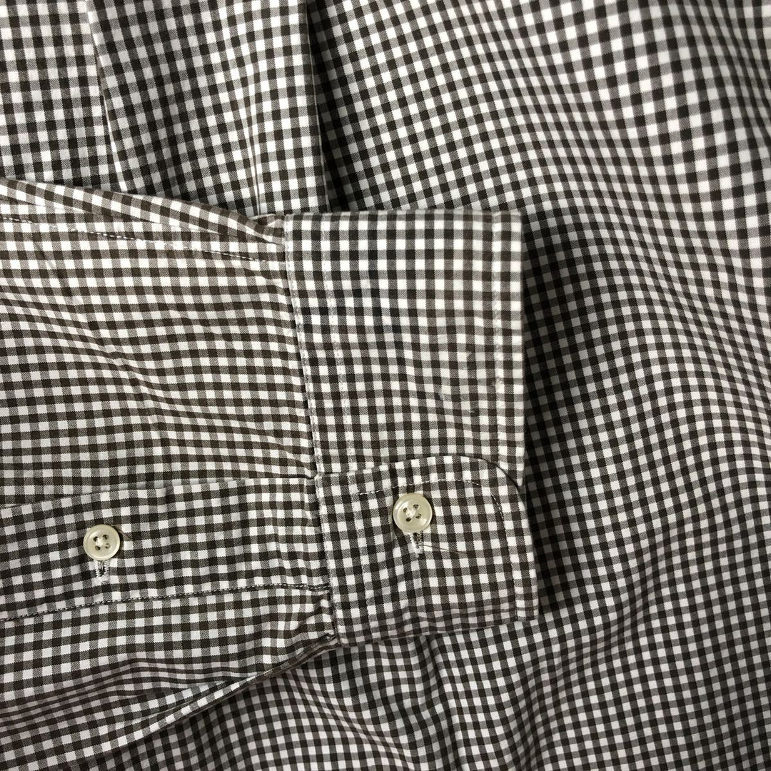 Ralph Lauren Classic Fit Gingham Check Long Sleeve Button-Down Check Shirt, Men's XL cotton brown type Vintage Second Hand