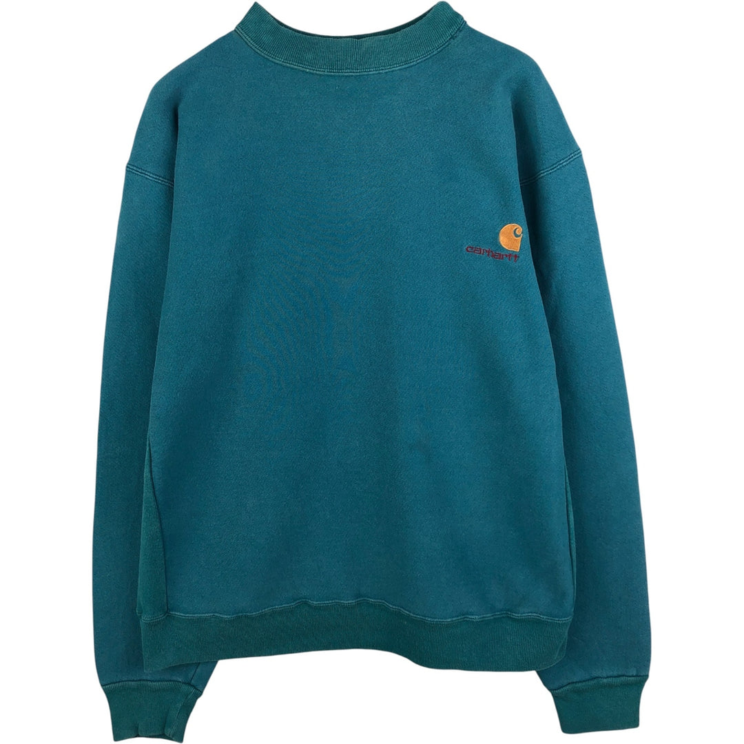 Carhartt logo sweatshirt, men's size L unclear turquoise blue Vintage Second Hand