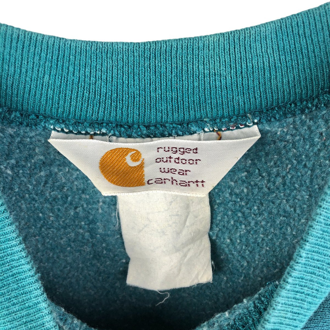 Carhartt logo sweatshirt, men's size L unclear turquoise blue Vintage Second Hand