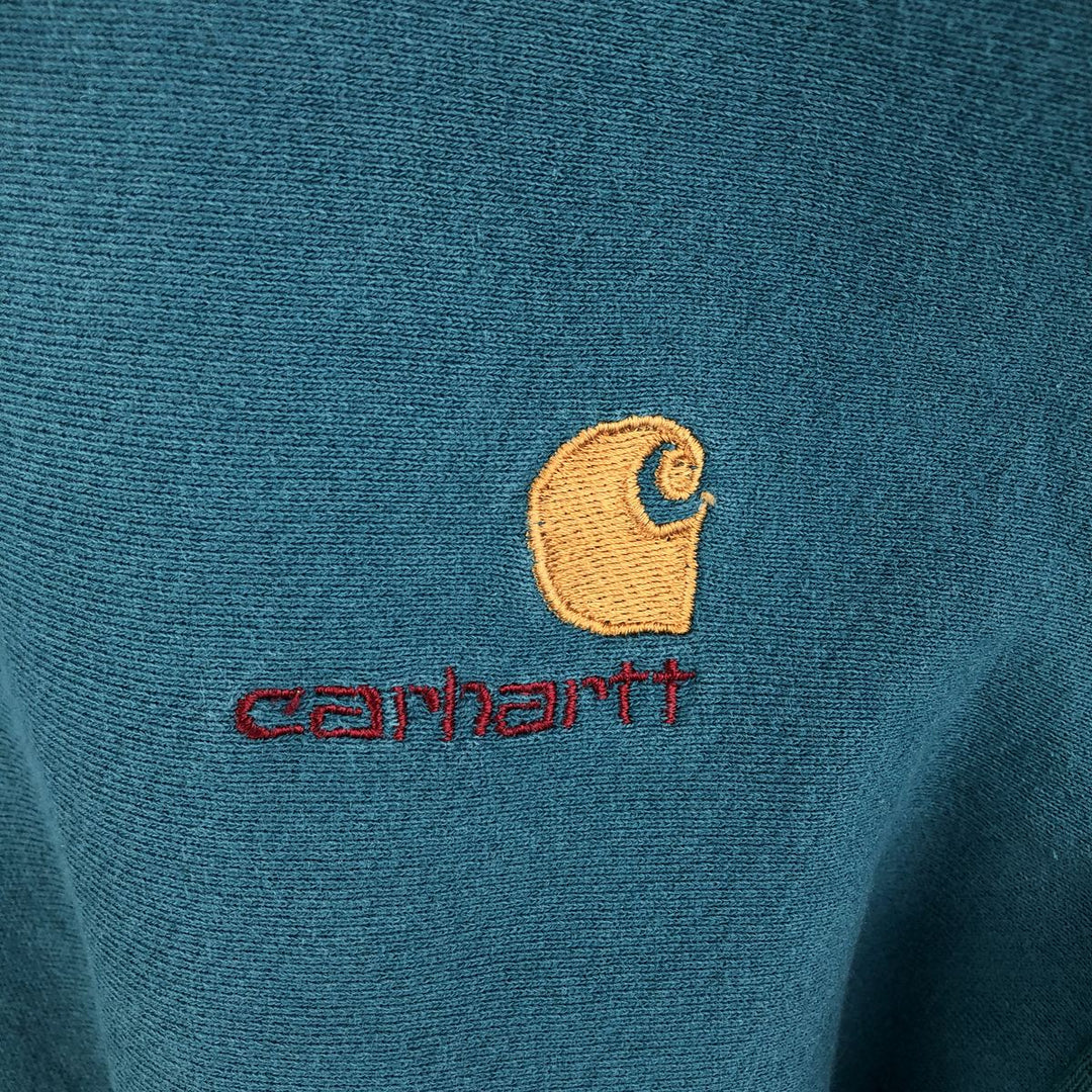 Carhartt logo sweatshirt, men's size L unclear turquoise blue Vintage Second Hand
