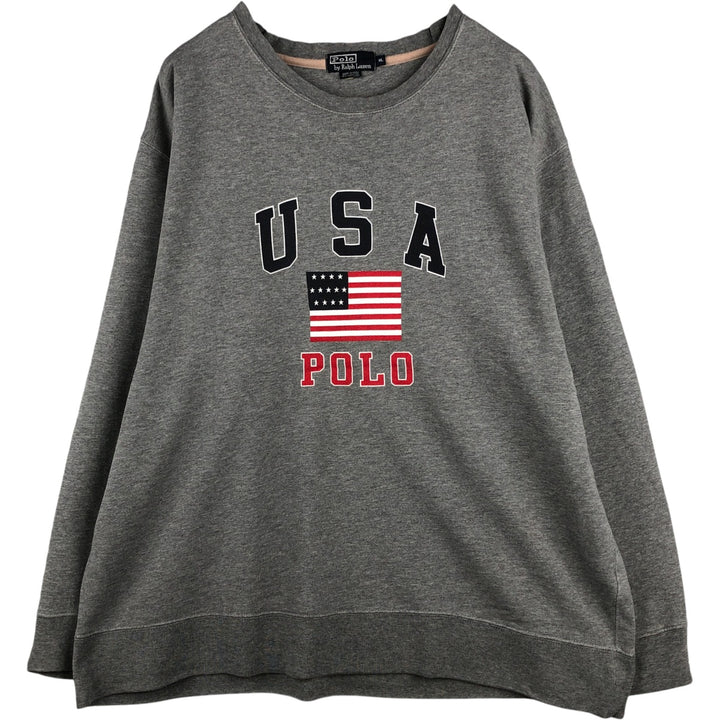 Ralph Lauren POLO by Ralph Lauren Stars and Stripes Logo Sweatshirt, Made in Peru, Men's XL cotton gray type Vintage Second Hand