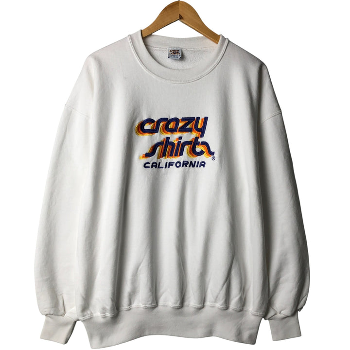 Vintage 90'S Crazy Shirt logo sweatshirt, made in the USA, size L, men's cotton white type Vintage Second Hand